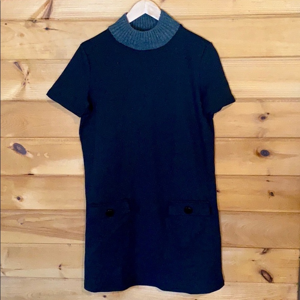 NWT Zara gray collared black sweater dress